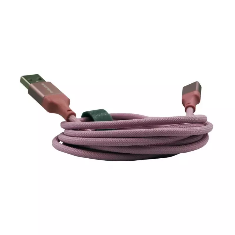 Evelatus USB-A į USB-C laidas 2M pintas nailonas aliuminio korpusas rožinis