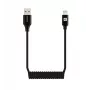Evelatus AutoSpring Coiled Cable USB A to Lightning 1.2M Cable Black