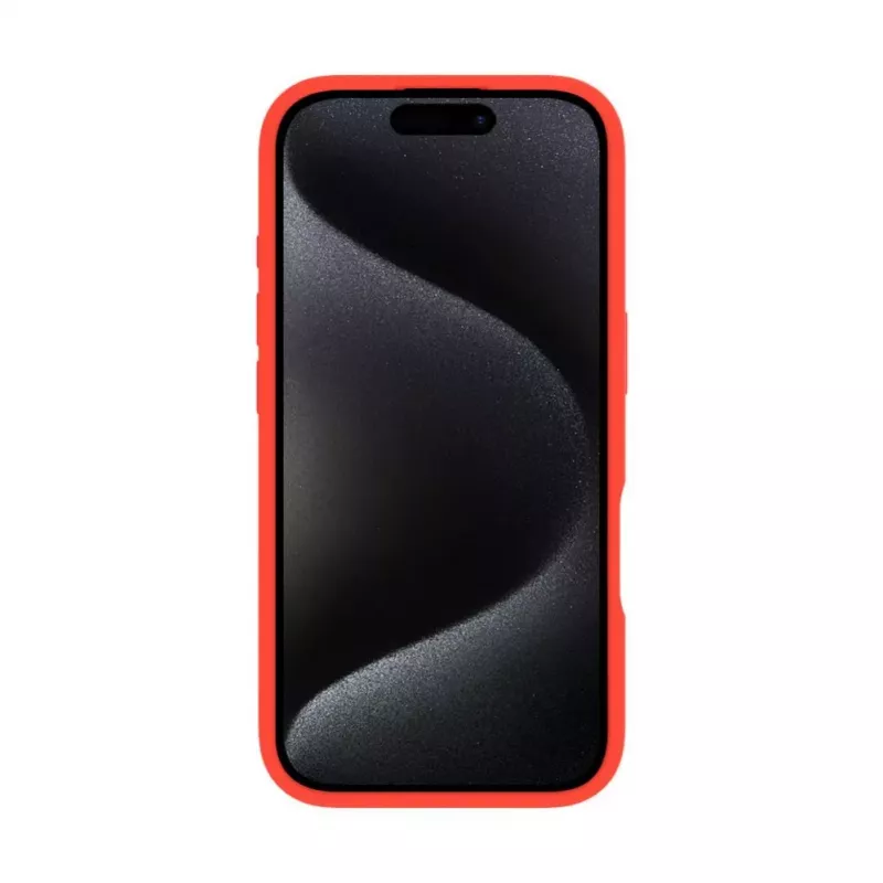 Evelatus Apple iPhone 16 Premium Magsafe su stovu, minkšto prisilietimo silikoninis dėklas, raudonas