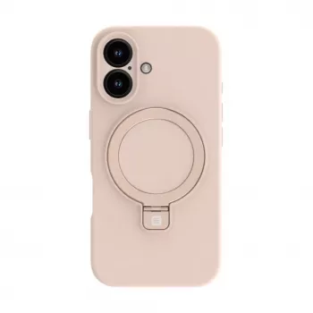Evelatus Apple iPhone 16 Premium Magsafe su stovu, minkšto prisilietimo silikoninis dėklas, Pink Sand