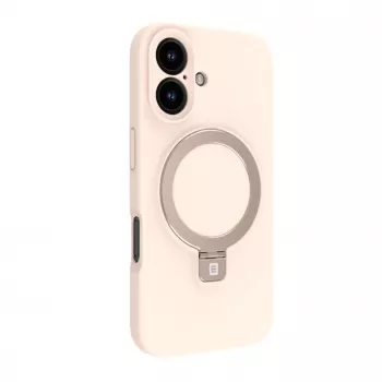 Evelatus Apple iPhone 16 Premium Magsafe su stovu, minkšto prisilietimo silikoninis dėklas, Pink Sand