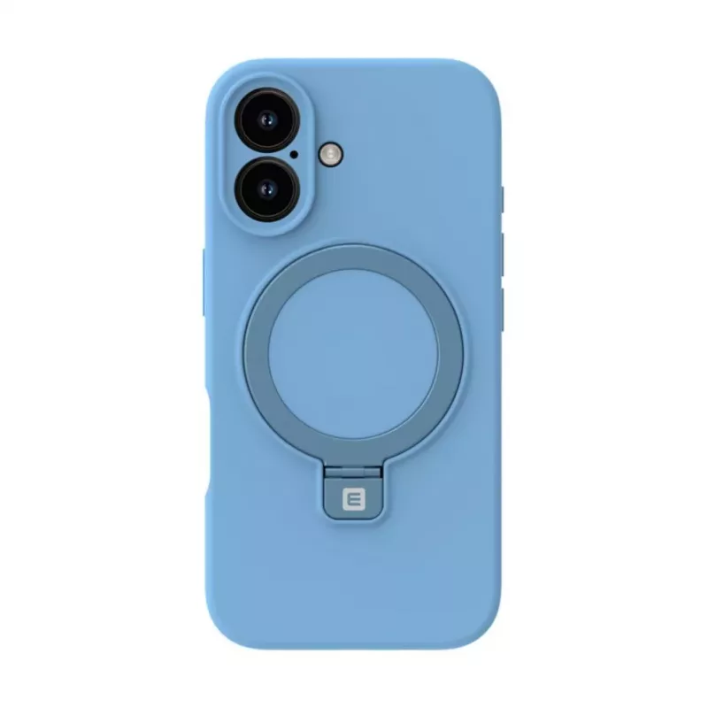 Evelatus Apple iPhone 16 Premium MagSafe su stovu, minkšto prisilietimo silikoninis dėklas, mėlynas