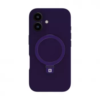 Evelatus Apple iPhone 16 Premium Magsafe su stovu, minkšto prisilietimo silikoninis dėklas, violetinis