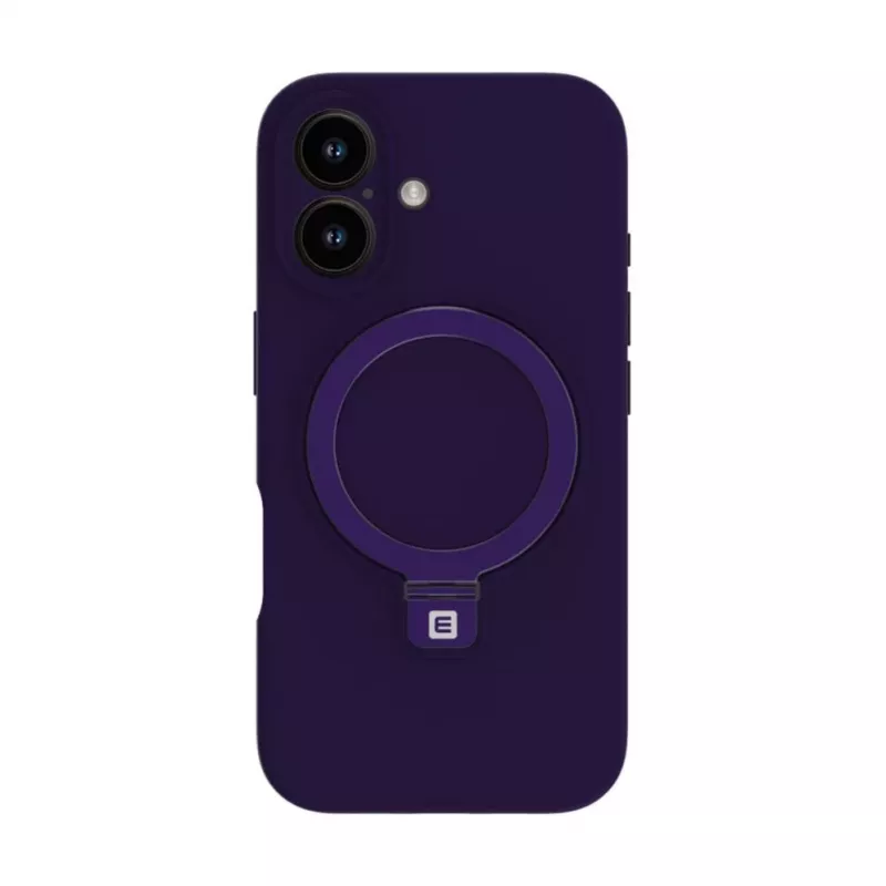 Evelatus Apple iPhone 16 Premium Magsafe su stovu, minkšto prisilietimo silikoninis dėklas, violetinis