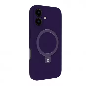 Evelatus Apple iPhone 16 Premium Magsafe su stovu, minkšto prisilietimo silikoninis dėklas, violetinis