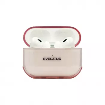 Evelatus Apple AirPods Pro 2 TPU apsauginis dėklas permatomas rožinis