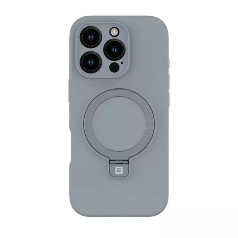 Evelatus Apple iPhone 16 Pro Max Premium MagSafe su stovu, minkšto prisilietimo silikoninis dėklas, sidabrinis