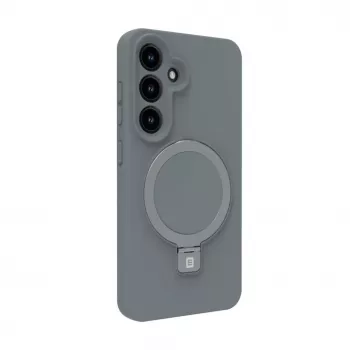 Evelatus Samsung Galaxy S25 Premium Magnetic with Stand Soft Touch Silicone Case Silver