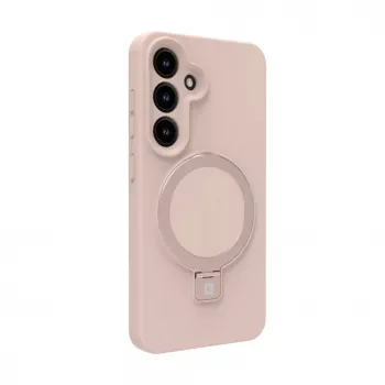 Evelatus Samsung Galaxy S25 Premium Magnetic with Stand Soft Touch Silicone Case Pink Sand