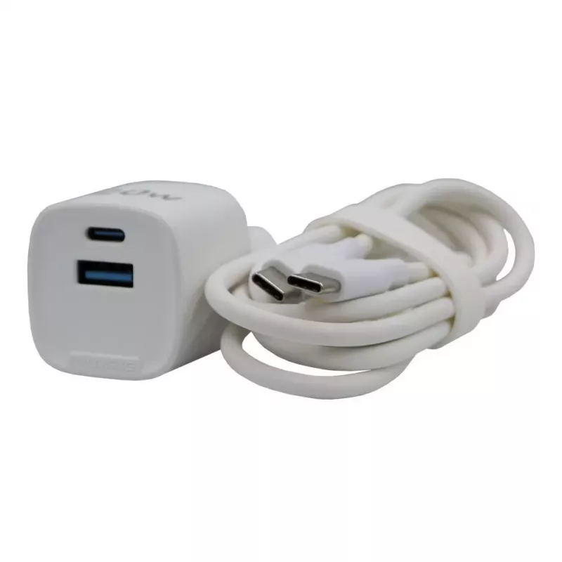 Evelatus FusionChage Wall Charger Bundle 20W Power Adapter - 60W USB-C to USB-C Silicone Cable White