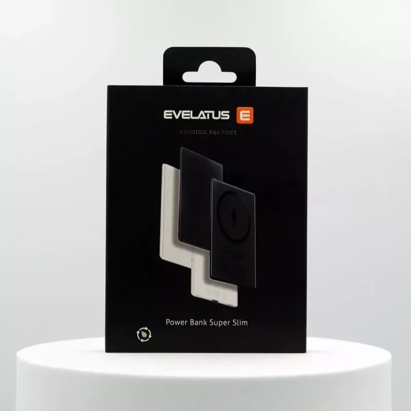 Evelatus 3000mAh Power Bank Super Slim su belaidžiu įkrovimu EVEP03PBSSB Juoda