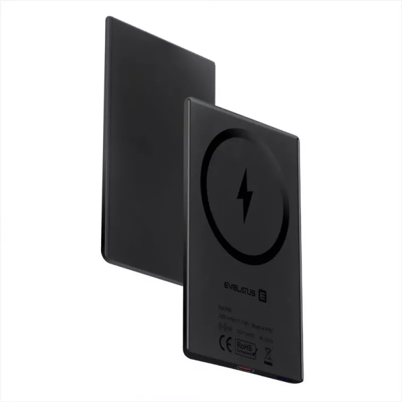 Evelatus 3000mAh Power Bank Super Slim su belaidžiu įkrovimu EVEP03PBSSB Juoda
