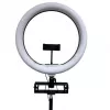 iLike S14 LED Selfie 36cm žiedinis šviestuvas + trikojis 2,1m + lentyna ir 3x telefono/mikrofono laikiklis juodas