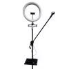 iLike S12 LED Selfie 31cm žiedinis šviestuvas + trikojis 2,1m + lentyna ir 3x telefono / mikrofono laikiklis juodas
