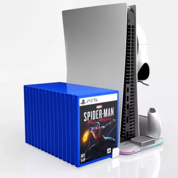 iLike DZ504 Slim Multi Dock Station, skirta PlayStation 5 PS5 valdikliams su aušinimo ventiliatoriais ir RGB, juoda