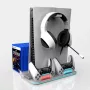 iLike DZ504 Slim Multi Dock Station, skirta PlayStation 5 PS5 valdikliams su aušinimo ventiliatoriais ir RGB, juoda