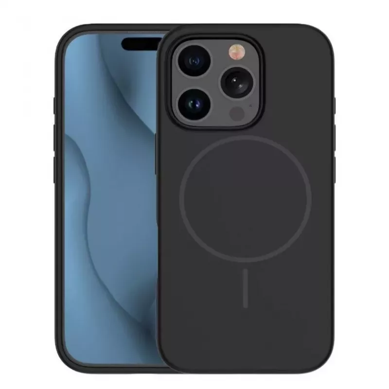 iLike Apple iPhone 15 Pro Soft Touch Silicone Case with Magnetic Black