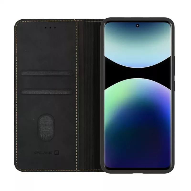 EVELATUS Xiaomi Redmi Note 15 5G Book Case Folio Black