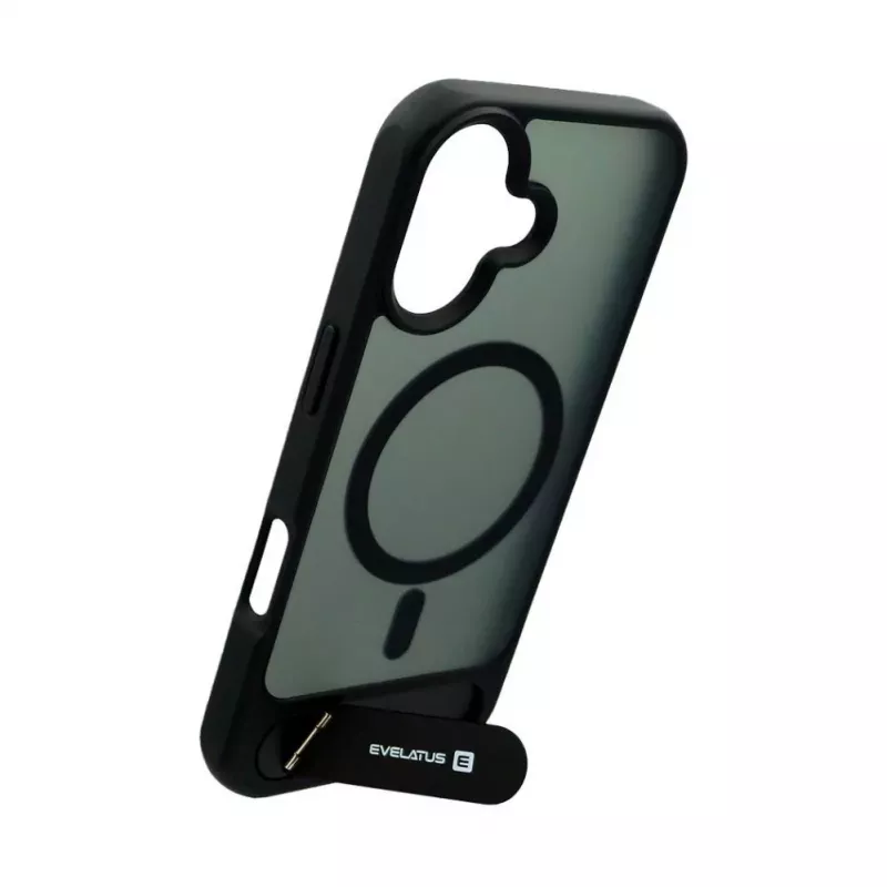 Evelatus Apple iPhone 17 Rubber Coated MagSafe With Stand Case Black