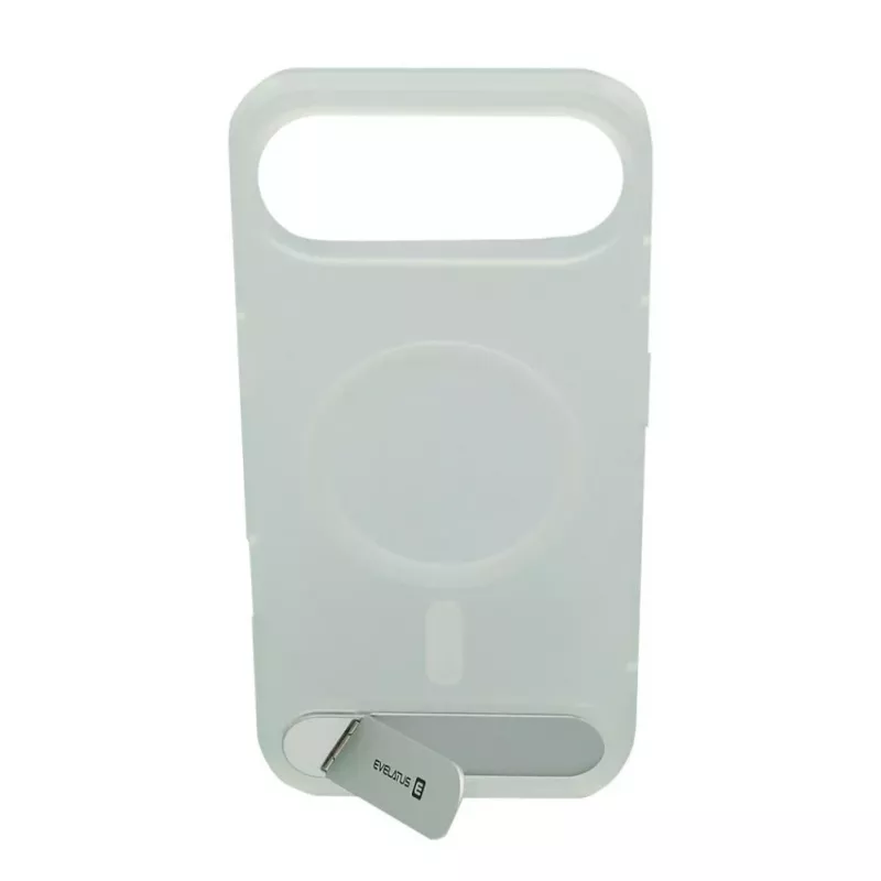 Evelatus Apple iPhone 17 Air Rubber Coated MagSafe With Stand Case sidabrinis