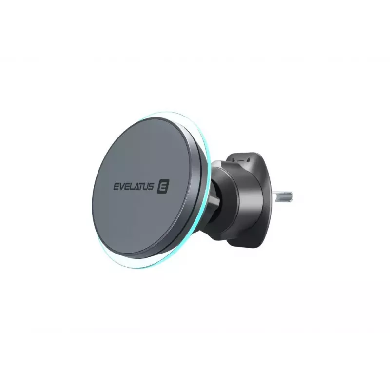 Evelatus MagSafe Qi belaidis įkroviklis magnetinis laikiklis automobilio ventiliacijos grotelėms - juoda