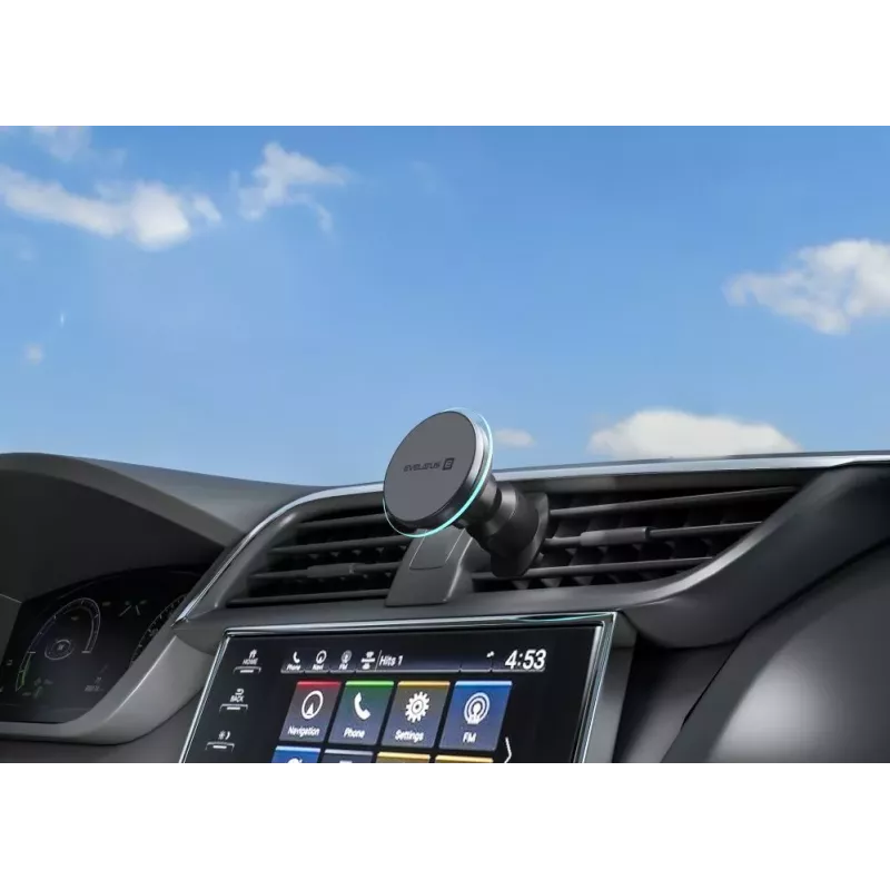 Evelatus MagSafe Qi belaidis įkroviklis magnetinis laikiklis automobilio ventiliacijos grotelėms - juoda