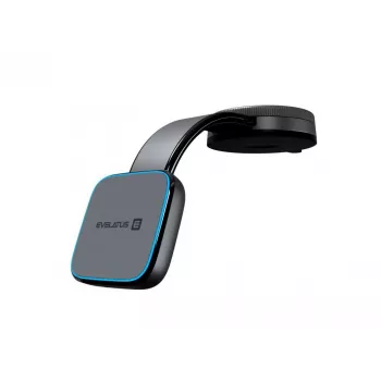 Evelatus MagSafe Qi belaidis įkroviklis magnetinis lankstus 360° sukamasis siurbtukas automobilio prietaisų skydeliui/priekiniam stiklui, juodas
