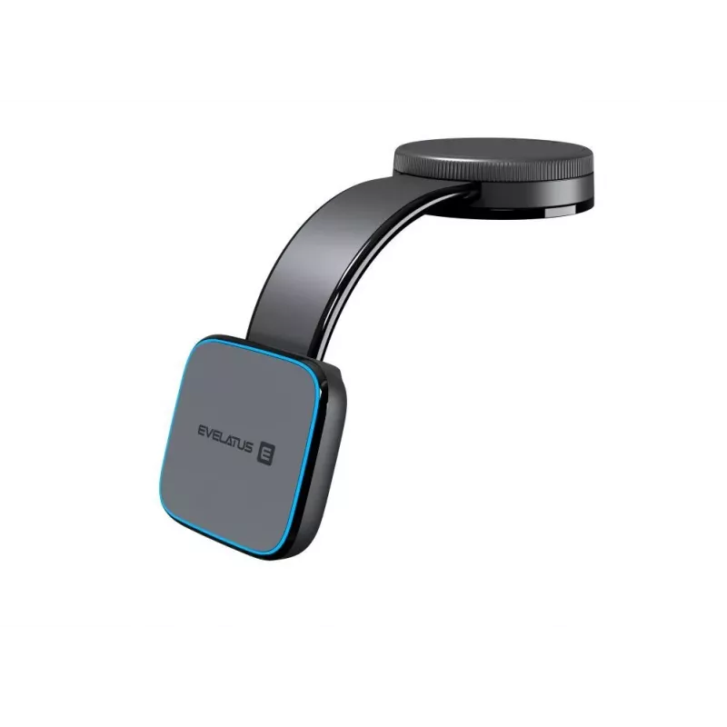 Evelatus MagSafe Qi belaidis įkroviklis magnetinis lankstus 360° sukamasis siurbtukas automobilio prietaisų skydeliui/priekiniam stiklui, juodas