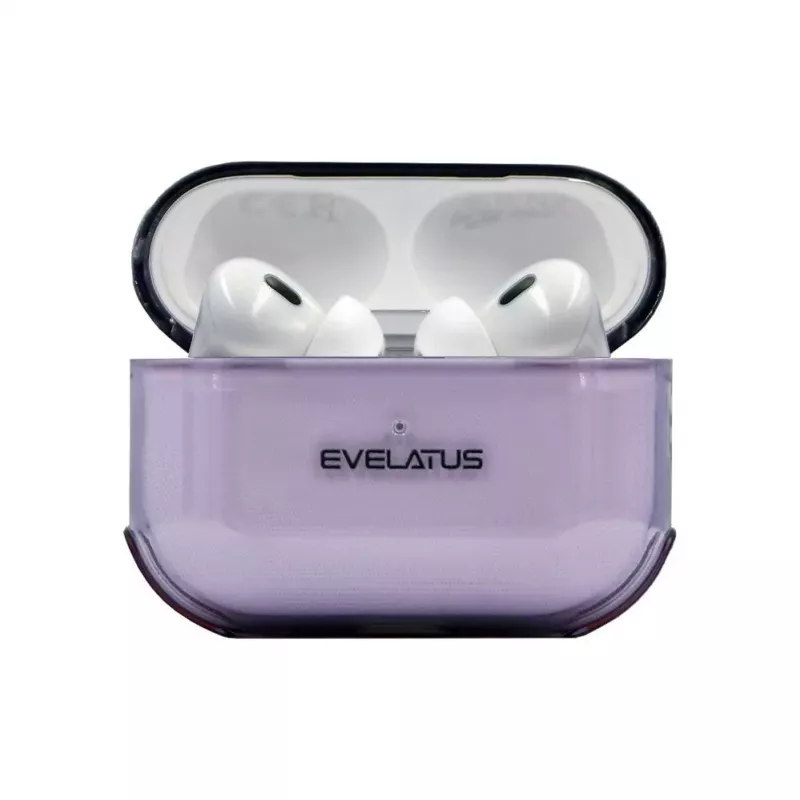 Evelatus Apple AirPods Pro TPU apsauginis dėklas permatomas violetinis