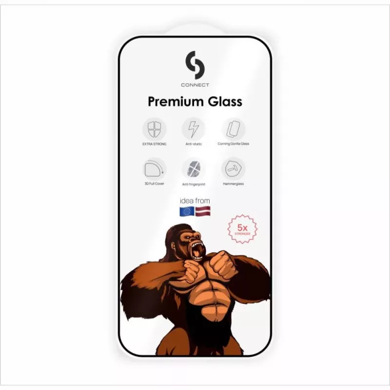 Connect Samsung Galaxy A27 Corning Gorilla Glass Anti-Static 3D Full Cover 5X Stronger Black