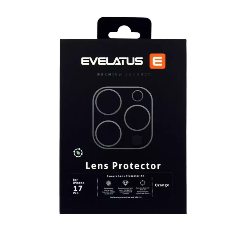 Evelatus Apple iPhone 17 Pro Viso Kūno Fotoaparato Lęšių Apsauga Premium Oranžinė