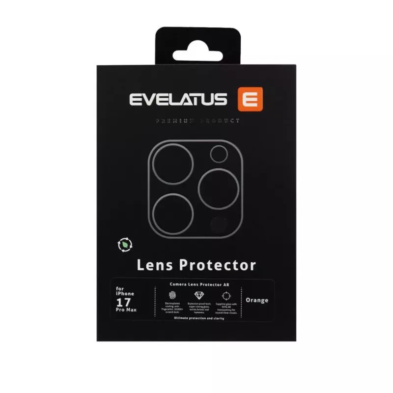 Evelatus Apple iPhone 17 Pro Max Full Body Camera Lens Protection Premium Orange