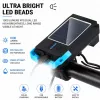iLike Solar Powered Bike Headlight with 120dB Horn, USB Rechargeable, 1000LM LED Bicycle Front Light, 4000mAh Battery, Emergency Warning Light