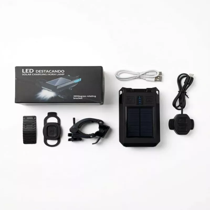 iLike Solar Powered Bike Headlight with 120dB Horn, USB Rechargeable, 1000LM LED Bicycle Front Light, 4000mAh Battery, Emergency Warning Light