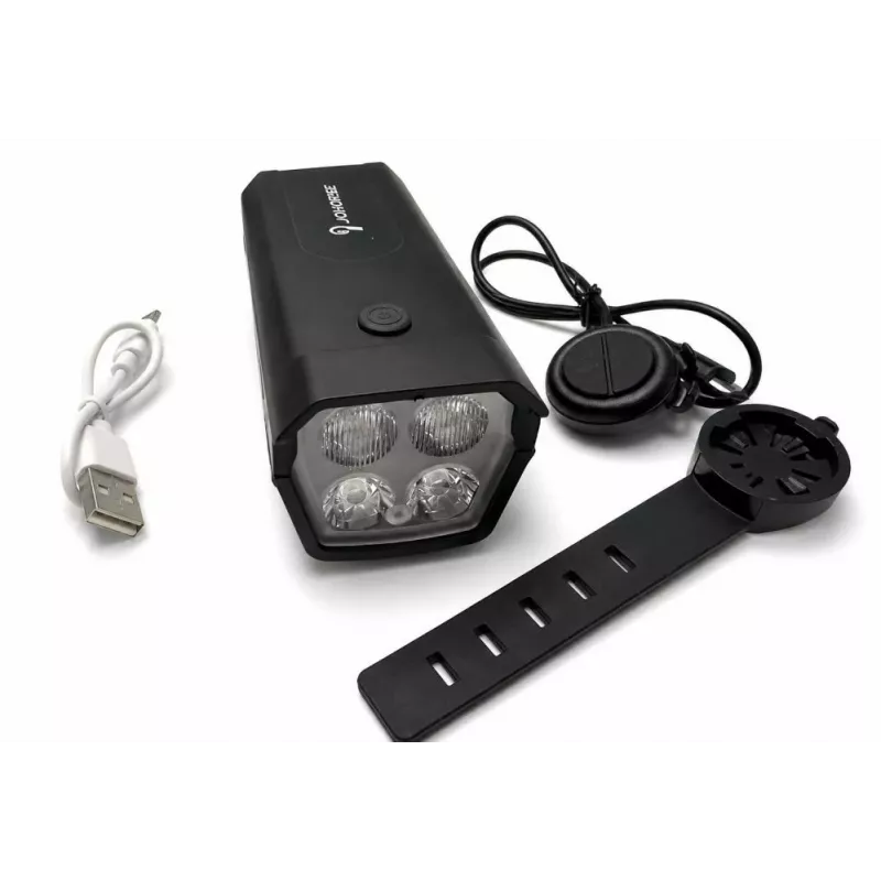 iLike Įkraunamas Dviračio Priekinis Žibintas su 120dB Elektriniu Signalu, 300 Lumenų LED Dviračio Šviesa, USB Įkraunamas, Vairo Nuotolinis Jungiklis