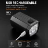 iLike JOHORSE USB įkraunamas dviračio priekinis žibintas su 120dB elektriniu garsiniu signalu, 300LM 4 LED dviračio priekinė šviesa, 7 apšvietimo režimai, vairo nuotolinis jungiklis, IPX4 vandeniui atsparus juodas