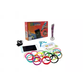 iLike Melt 3D rašiklio rinkinys pilnas komplektas 3D spausdinimo rašikliui, 3D PEN-7-1 rinkinys su trafaretais 5m x 20 spalvų rožinis