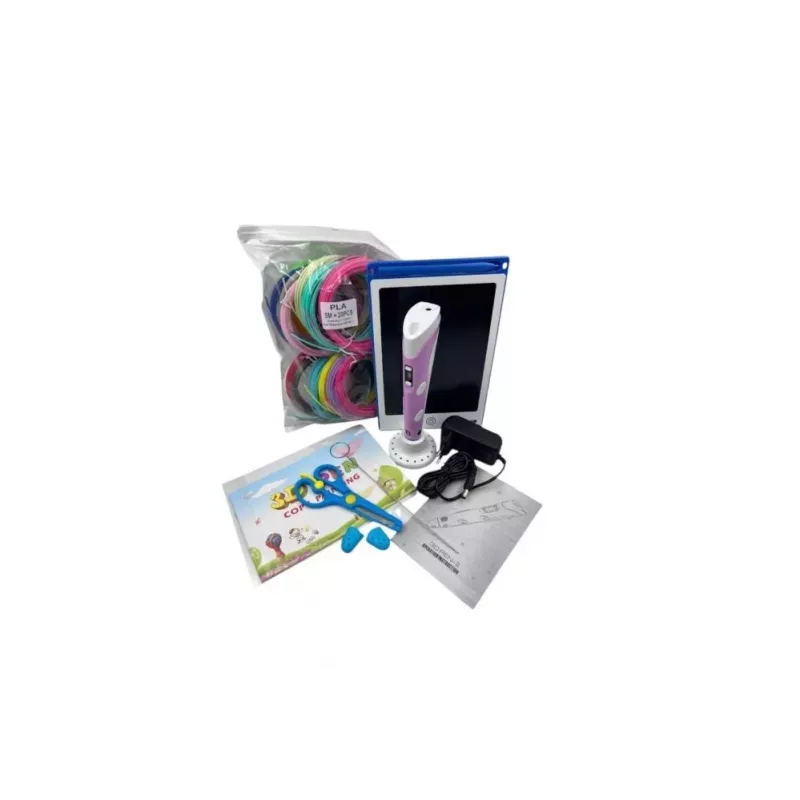 iLike Melt 3D rašiklio rinkinys pilnas komplektas 3D spausdinimo rašikliui, 3D PEN-7-1 rinkinys su trafaretais 5m x 20 spalvų rožinis