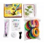 iLike 3D Pen-3 su LCD ekranu ir 10 trafaretų mėlyna + PLA gijos rinkinys: 20 spalvų po 10 metrų (iš viso 200 metrų) rožinė