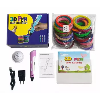 iLike 3D rašiklis vaikams, 3D spausdinimo rašiklis su 150 pėdų PLA gijos papildymais, 30 spalvų, violetinis