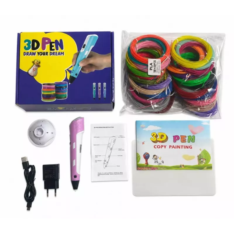 iLike 3D rašiklis vaikams, 3D spausdinimo rašiklis su 150 pėdų PLA gijos papildymais, 30 spalvų, violetinis