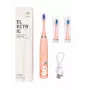 iLike Kids Rechargeable Sonic Electric Toothbrush, USB Charging, 3 Brush Heads (1+2 Replacement Heads), Soft Bristles, Waterproof, Bunny Design, Pink