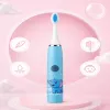 iLike Kids Rechargeable Sonic Electric Toothbrush, USB Charging, 3 Brush Heads (1+2 Replacement Heads), Soft Bristles, Waterproof, Blue Elephant Design Blue
