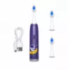 iLike Kids Rechargeable Sonic Electric Toothbrush, USB Charging, 3 Brush Heads (1+2 Replacement Heads), Soft Bristles, Waterproof, Space Astronaut Design Purple
