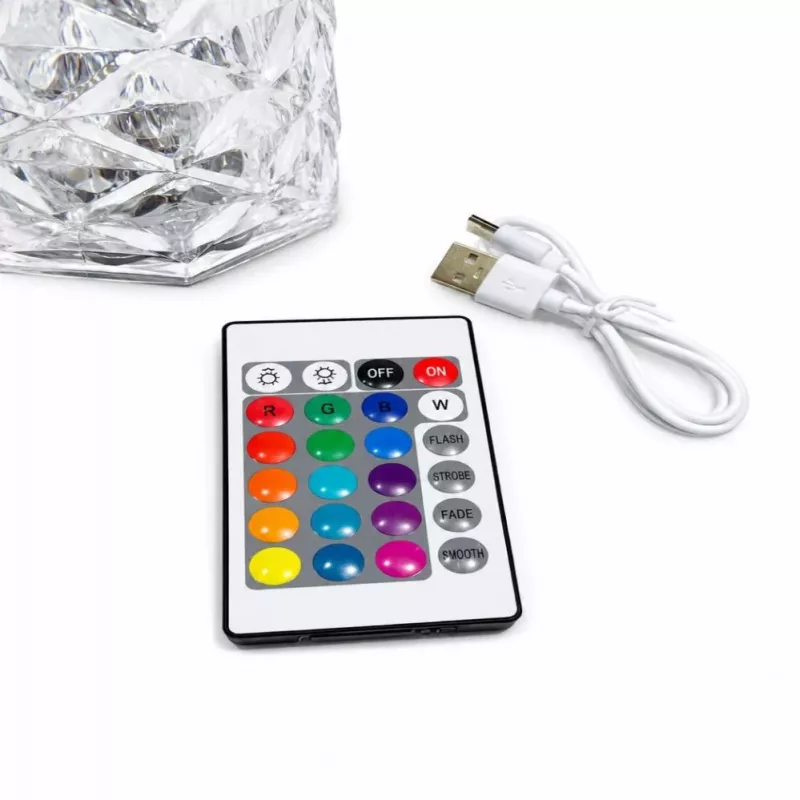 iLike Crystal Touch RGB LED lempa su Bluetooth garsiakalbiu, aplinkos naktine šviesa, nuotolinio valdymo pulteliu