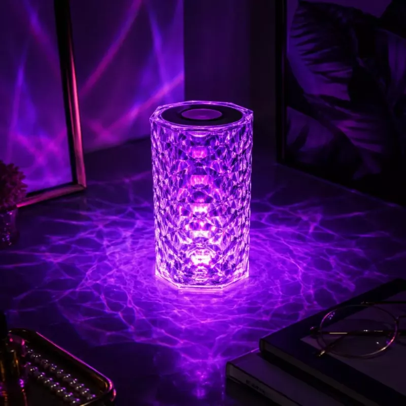 iLike Crystal Touch RGB LED lempa su Bluetooth garsiakalbiu, aplinkos naktine šviesa, nuotolinio valdymo pulteliu