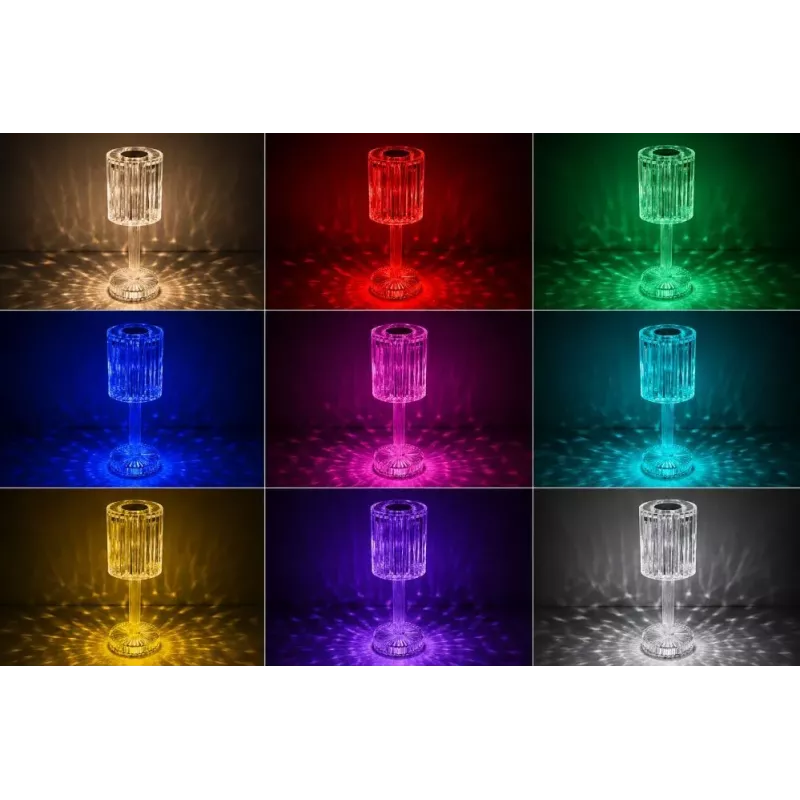 iLike Crystal Touch RGB LED stalinė lempa su Bluetooth garsiakalbiu, aplinkos naktine šviesa ir nuotolinio valdymo pulteliu
