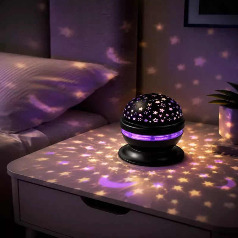 iLike RGB Crystal Ball Light, 180° Rotating Party Projector with Remote Black