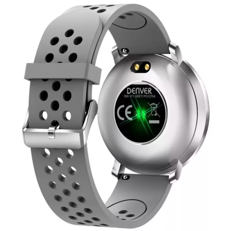Denver SW-171 Pilka išmanioji apyrankė su 1,3 colio IPS jutikliniu ekranu, širdies ritmo monitoriumi, IP67, Bluetooth 5.0