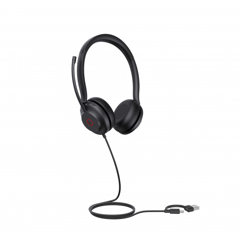 Yealink UH35 Dual UC USB-C/A On-Ear Headset su USB-A/USB-C, juoda
